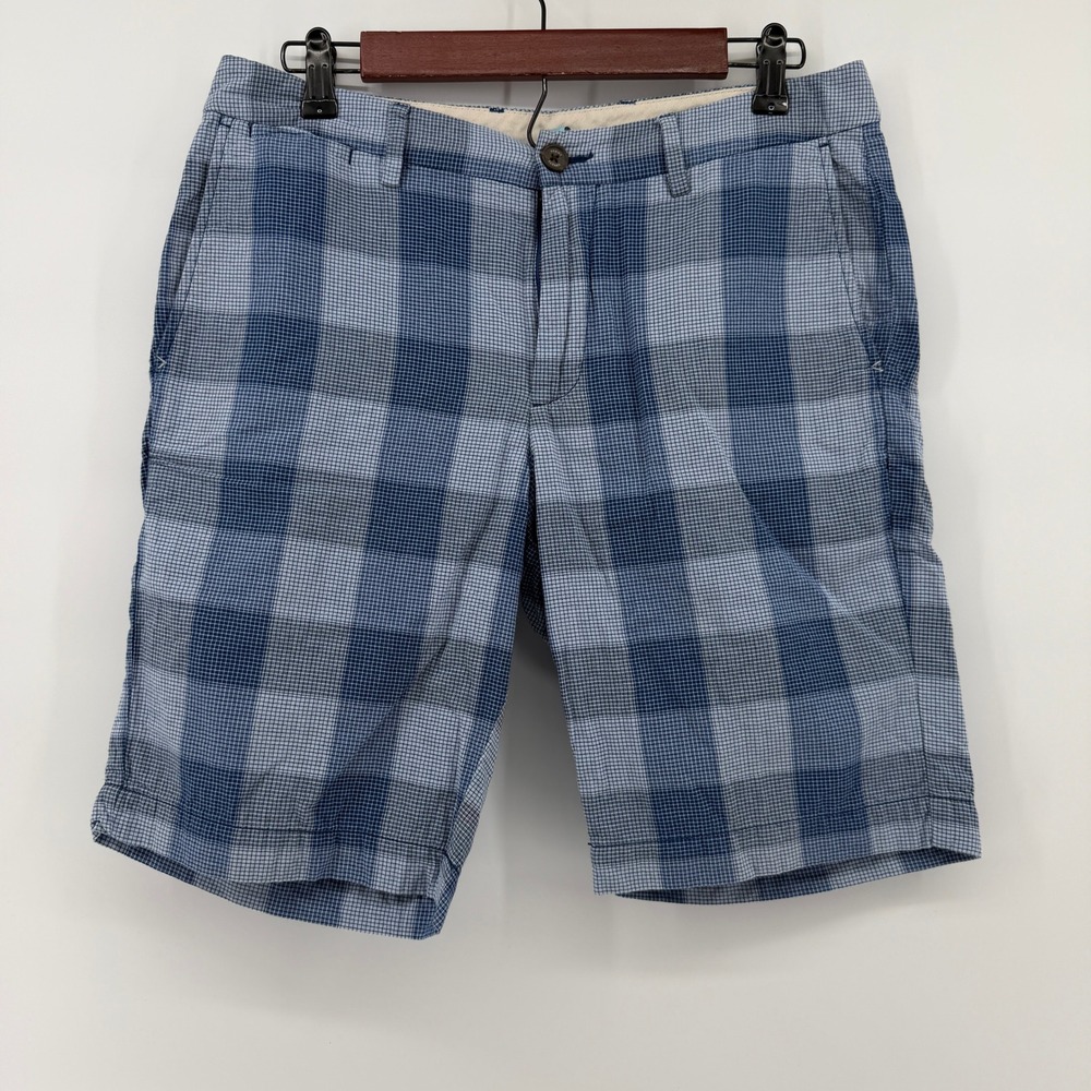 Tommy Bahama Plaid Shorts Mens‎ 30 Blue Relaxed Fit Coastal Casual Stretch Surf